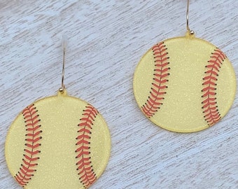 Resin Softball Ohrringe: Vergoldeter Team Mom Schmuck