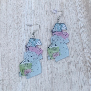 Elephant and Piggie Acrylic Dangle Earrings: Teacher Librarian Gift
