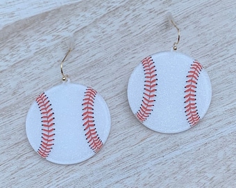 Kolczyki z motywem baseballu: wiszące kolczyki z żywicy pozłacanej