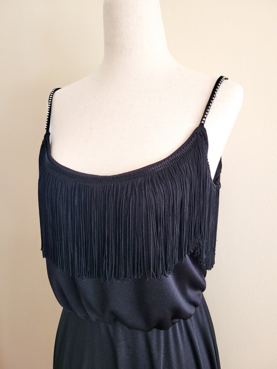 Vintage 70s Union Label Black Fringe Rhinestone S… - image 2