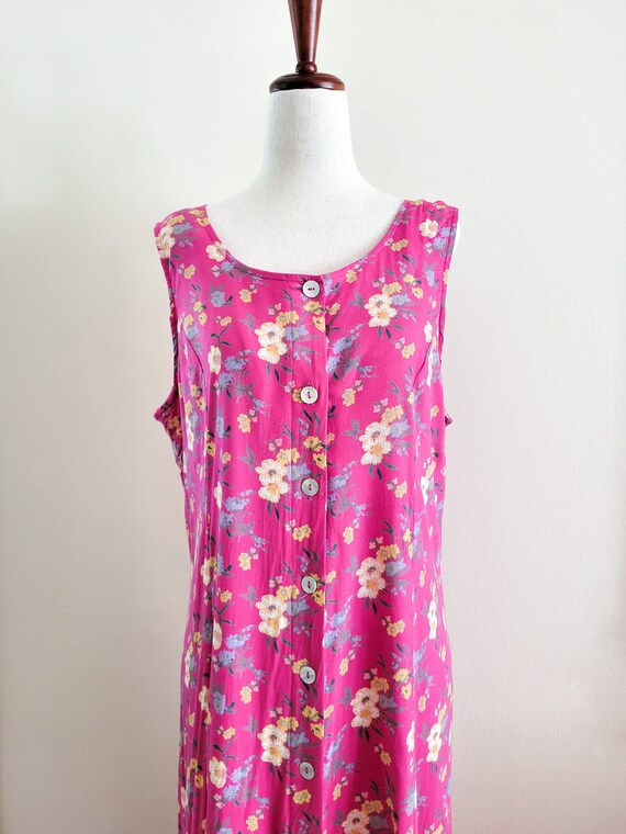 Vintage 90s Pink Floral Maxi Dress - image 4