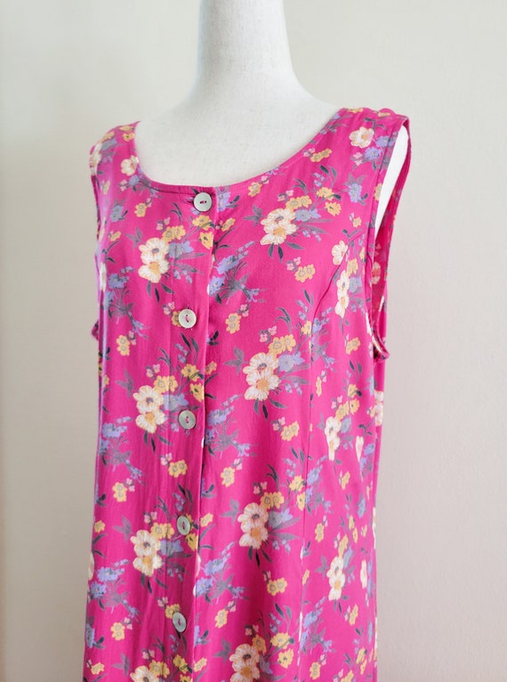 Vintage 90s Pink Floral Maxi Dress - image 3