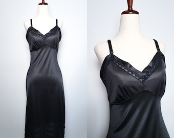 1970s FigurFit Black Slip Dress