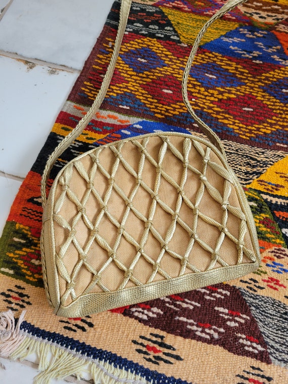 80s Tianni Woven Gold Handbag