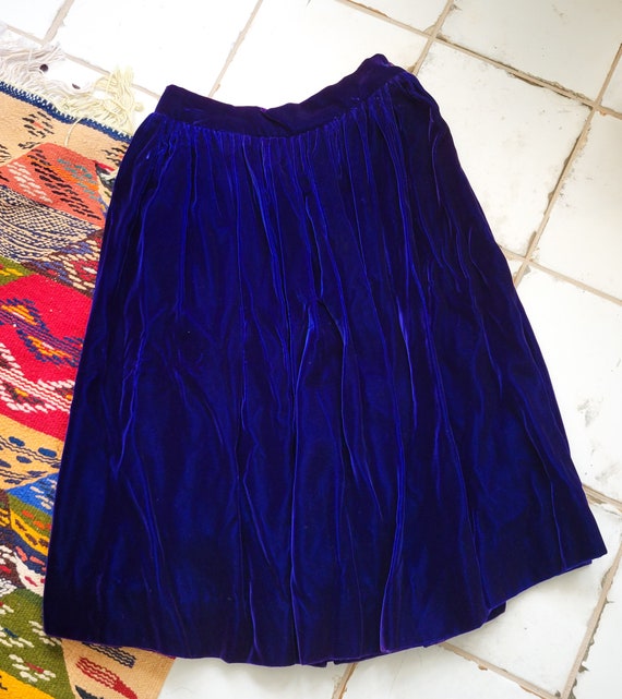 Vintage 50s Handmade Blue/Purple Velvet Skirt