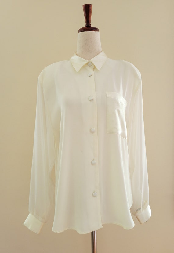 vintage cream blouse with Gem