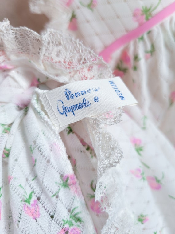 60s Penney Gaymode White and Pink Floral Chemise - image 4