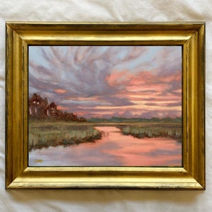 Marsh Painting Print, Landscape Oil Painting Print, Oil Painting Print, Southern Living, Coastal Art, Sunset Painting, Marsh Painting