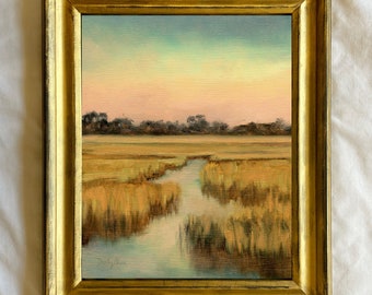 Marsh Painting Print, Landscape Oil Painting Print, Oil Painting Print, Southern Living, Coastal Art, Marsh Painting, Sunset Painting