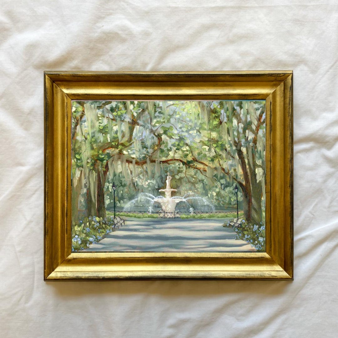 Forsyth Park Painting Print, Forsyth Fountain Painting, Downtown Savannah Painting, Savannah Oil Painting, Live Oak Painting - 11″×14″