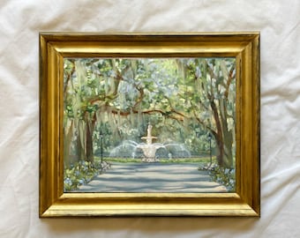 Forsyth Park Painting Print, Forsyth Fountain Painting, Downtown Savannah Painting, Savannah Oil Painting, Live Oak Painting