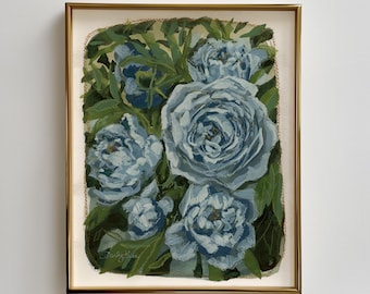 ピンクの牡丹の水彩画プリント：柔らかな抽象的な花柄のウォールアート