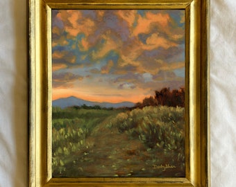 Impresión de pintura de montaña, pintura de atardecer en la montaña, impresión de pintura de las Montañas Blue Ridge, arte de Carolina del Norte, arte del sendero de los Apalaches