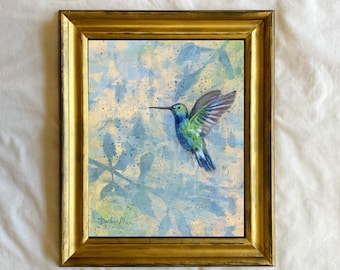 Hummingbird Art Print, Abstract Hummingbird Art Print, Abstract Bird Art, Colorful Bird Art