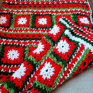 HÄKELANLEITUNG, Schneeflocken und Bänder Afghan Muster, Weihnachten Afghan Muster, Schneeflocke Weihnachten Afghan, Afghanisches Vintage Muster