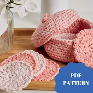 CROCHET PATTERN, Face Scrubbies and Basket PDF, Face Pads Pattern,  Crochet Spa Set, Reusable Scrubbies Pattern, Scrubby Pattern Crochet