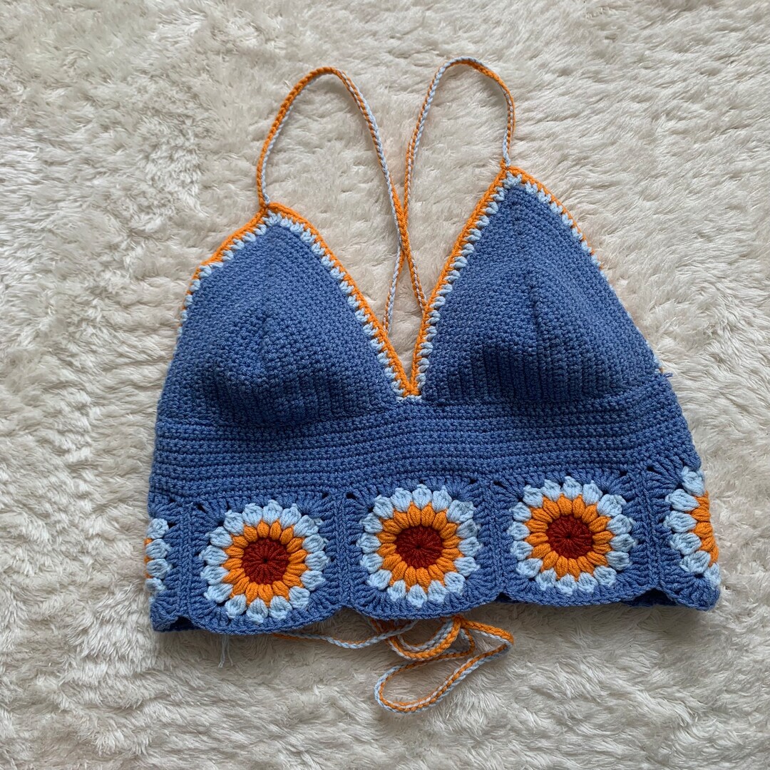 Granny Square Top, Crochet Crop Top, Handmade Top, Sunflower