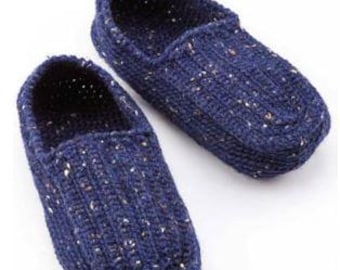 PATRÓN DE GANCHILLO, Patrón vintage de pantuflas de crochet para hombre, pantuflas para hombre, patrón de pantuflas cómodas