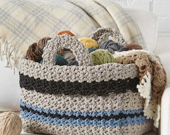 CROCHET PATTERN, Basket crochet pattern, Chunky basket pattern, Basket with handles