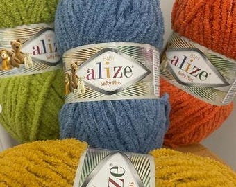 Alize Softy Plus 100 gr Yarn, Chenille Yarn,  Amigurumi Yarn, Cardigan Yarn, Vest Yarn, Sweater Yarn, Accessory Yarn, 120m, 100g