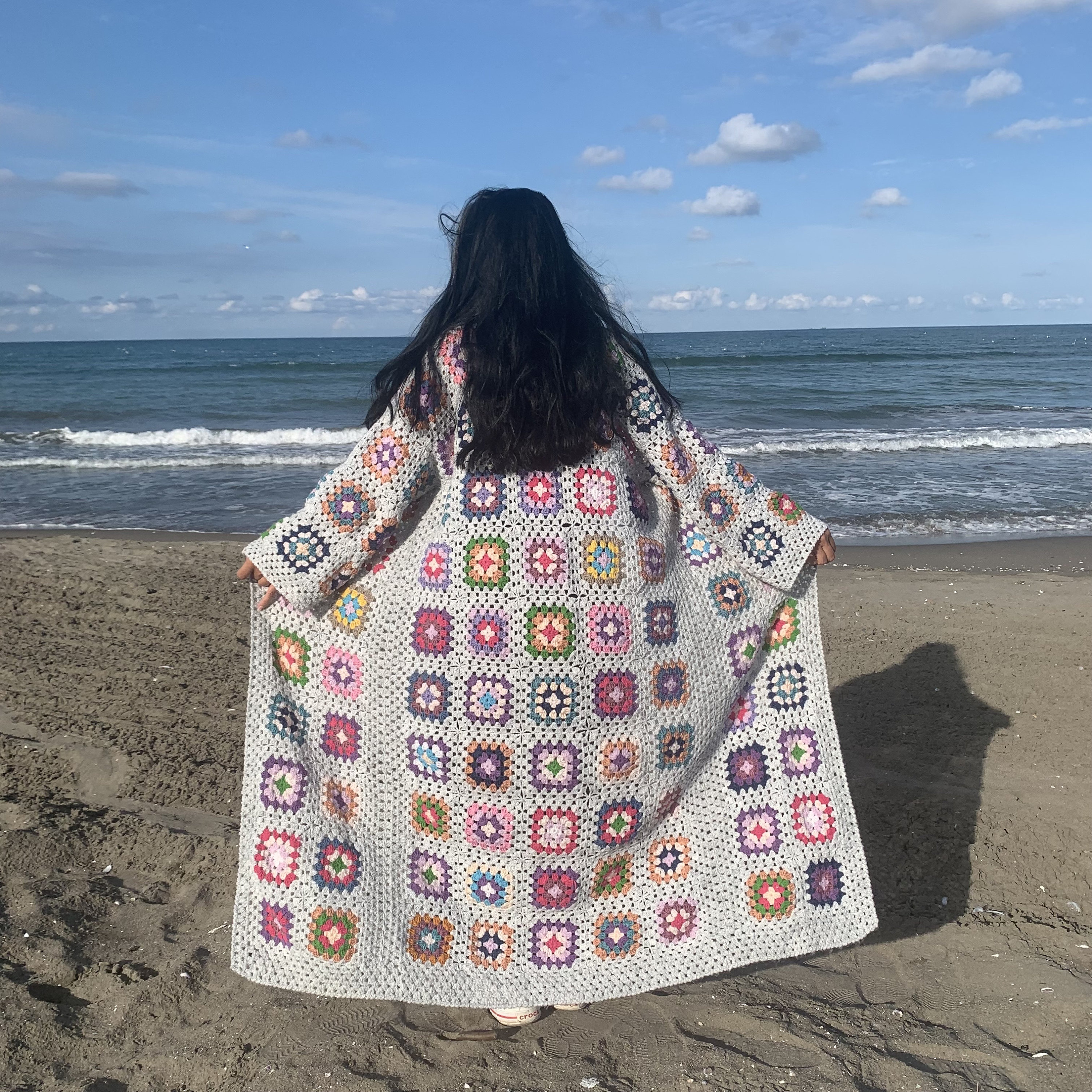 Granny Square Long Duster Jacket