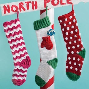 CROCHET PATTERN, Christmas Stocking Crochet Pattern 3 in 1,  Crochet Christmas Stocking Pattern,  Holiday Decor, Christmas Decor