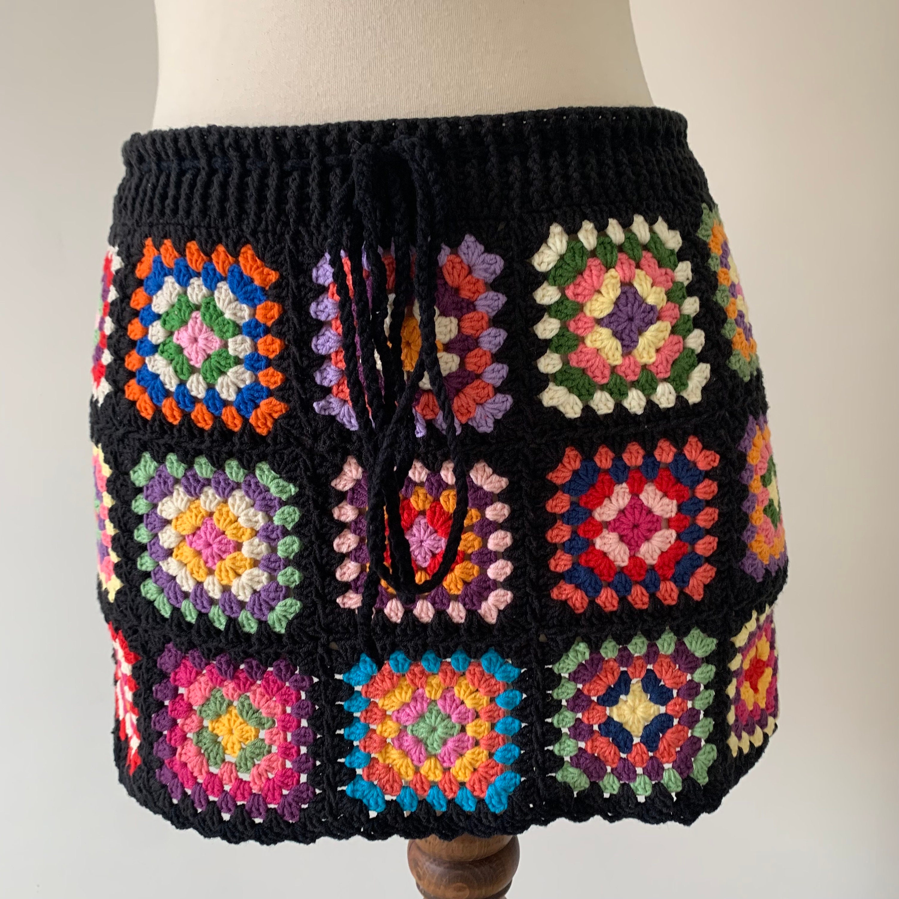Granny Square Skirt, Crochet Skirt, Beachwear, Boho Style