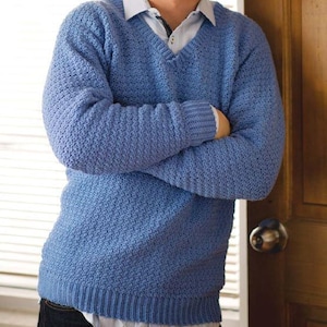 CROCHET PATTERN, Men&#39;s Sweater Crochet Pattern,   Men&#39;s Pullover Crochet Pattern, Plus Size Crochet Pullover Pattern Men, Vintage Pattern