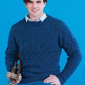 CROCHET PATTERN, Men&#39;s Sweater Crochet Pattern,   Men&#39;s Pullover Crochet Pattern, Cable Sweater Pattern, Vintage Sweater Pattern