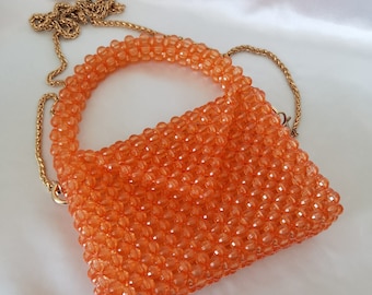 Crystal Bead Bag, Beaded Handbag, Evening bag, Prom Handbag
