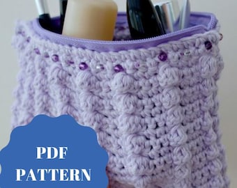 PATRÓN DE GANCHILLO, Patrón de bolsa de maquillaje de ganchillo con cuentas, Bolsa de maquillaje de ganchillo, Bolsa para accesorios, Bolsa de ganchillo