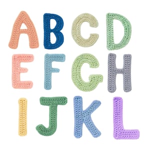 PADRÃO DE CROCHÊ, PADRÃO DE ALFABETO, Padrão de letras de crochê, Aplique de alfabeto, Aplique de letras