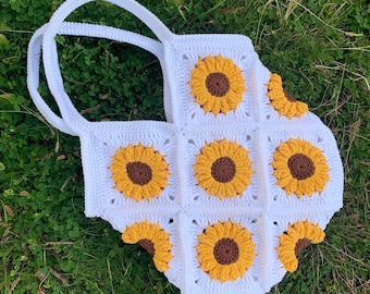 CROCHET PATTERN, Sunflower bag pattern, Crochet sunflower bag pattern