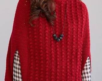 CROCHET PATTERN, Crochet Capelet Pattern, Crochet Poncho Pattern, Plus Size Poncho, Vintage Cape Pattern, Herringbone Stitch