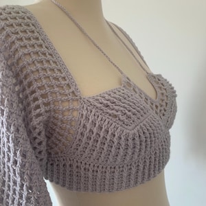 GEHAAKT PATROON, gehaakte top met mouwen, patroon crop-top, gehaakt topje, patroon crop-top