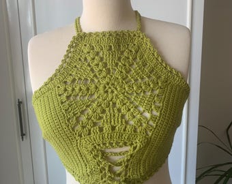 Crochet halter top, crochet crop top, handmade top, crocheted top