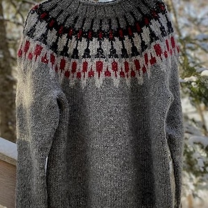 Unisex Wool Icelandic Sweater, Wool Hand Knit Sweater Mens and Womens, Fair Isle Sweater, Turtleneck Sweater