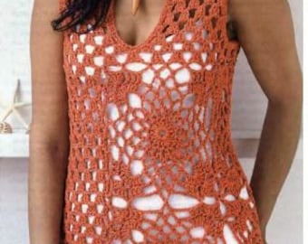 CROCHET PATTERN, Top crochet pattern, lace top women crochet , summer top crochet pattern, vintage top pattern, floral crochet pattern top