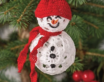 CROCHET PATTERN, Snowman ornament vintage pattern, christmas decoration, crochet snowman, christmas snowman