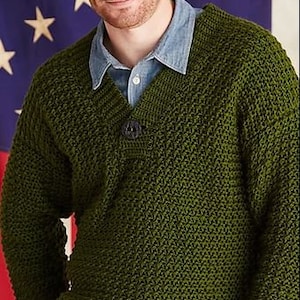CROCHET PATTERN, Men&#39;s Sweater Crochet Pattern,   Men&#39;s Pullover Crochet Pattern, Plus Size Crochet Pullover Pattern Men, Vintage Pattern