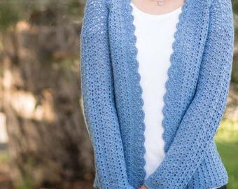 Patrón de crochet, Patrón de crochet para cárdigan de encaje, Patrón de chaqueta de crochet, Patrón vintage de cárdigan de encaje, Patrón clásico de cárdigan de crochet