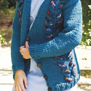 KNITTING PATTERN, Chunky Cardigan Knit Pattern, Peacock Cardigan Pattern, Vintage Cardigan Knitting Pattern