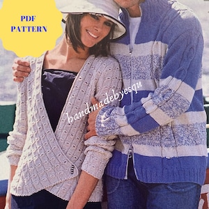 PDF Knitting pattern, 2 in 1 cardigan pattern, cardigan for woman, cardigan for men