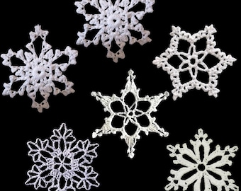 MOTIF AU CROCHET, appliques flocon de neige au crochet, 6 en 1, motifs flocon de neige, ornements de flocon de neige en cristal, motif flocon de neige vintage