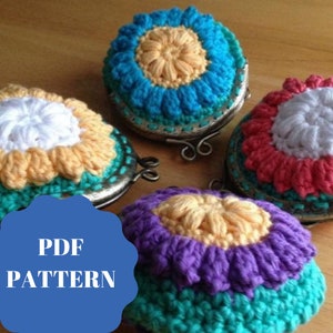 CROCHET PATTERN, Flower Coin Purse,  Easy Crochet Pattern, Crochet Change Purse Pattern, Crochet Wallet Pattern Coin Purse Pattern