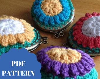 CROCHET PATTERN, Flower Coin Purse,  Easy Crochet Pattern, Crochet Change Purse Pattern, Crochet Wallet Pattern Coin Purse Pattern