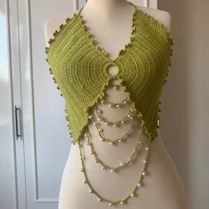 Crochet top with beads, crochet crop top, handmade top, crocheted top