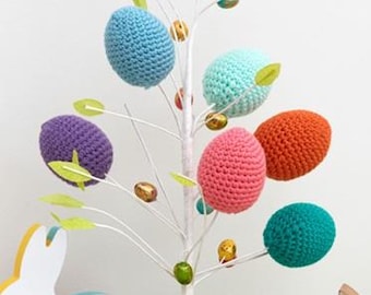 PATRÓN DE GANCHILLO, Patrón de huevos de Pascua a crochet, Patrón vintage de huevos de Pascua amigurumi, Huevos de Pascua de primavera