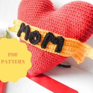 CROCHET PATTERN, Plush Heart Crochet Pattern,  Crochet Heart Pillow, Handmade Gift For Mom