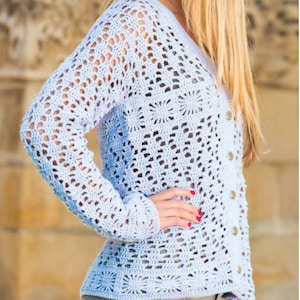 CROCHET PATTERN, Lacy Cardigan Crochet Pattern, Crochet Jacket Pattern, Lace Cardigan Vintage Pattern, Classic Crochet Cardigan Pattern